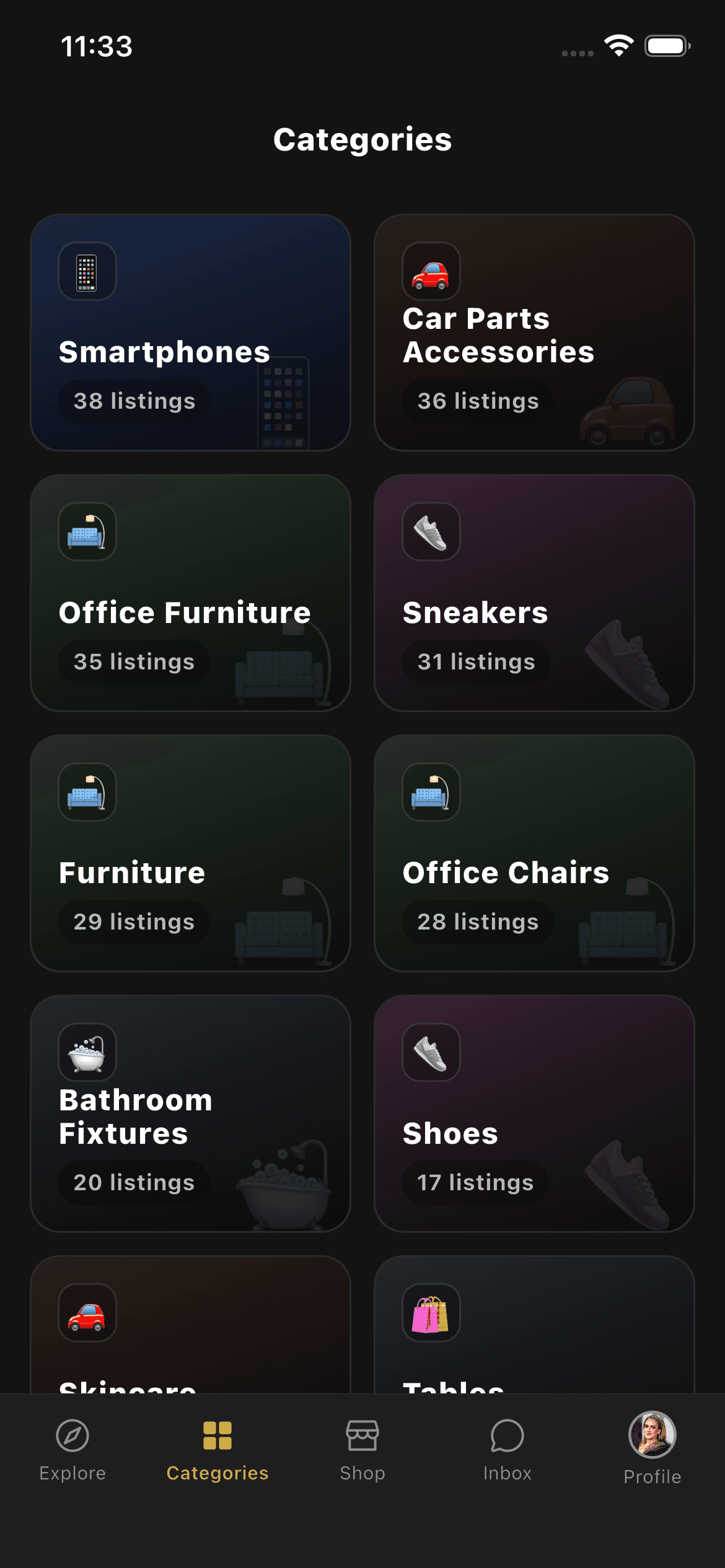 Explore screen preview